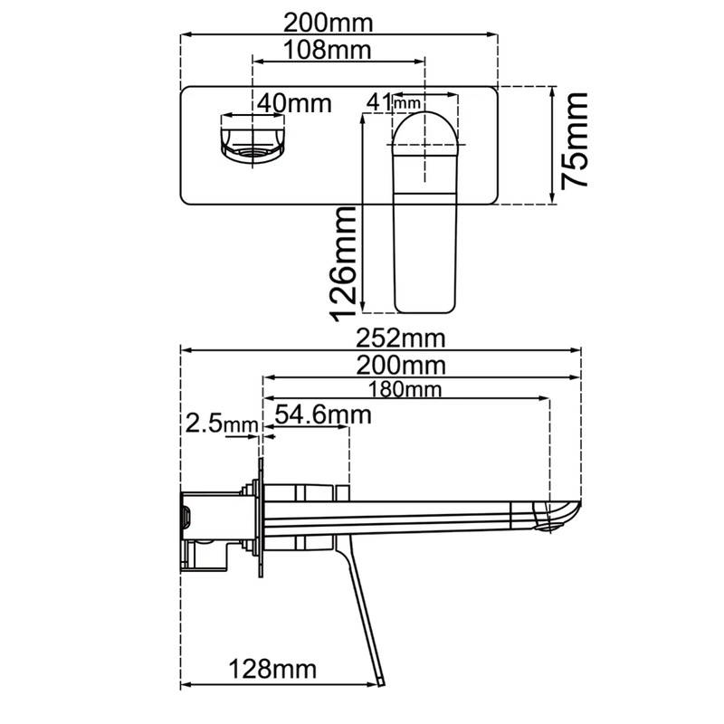 RUSHY Square Wall Mixer with Spout Chrome & Colours(Colour up with extension) FIL Kitchen Bathroom