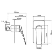 AU Square Chrome/Black Shower/Bath Wall Mixer FIL Kitchen Bathroom