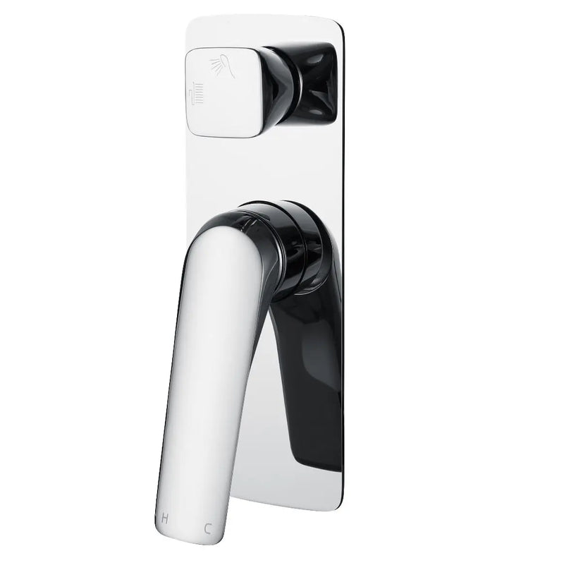 AU Square Chrome/Black Shower/Bath Wall Mixer with Diverter FIL Kitchen Bathroom