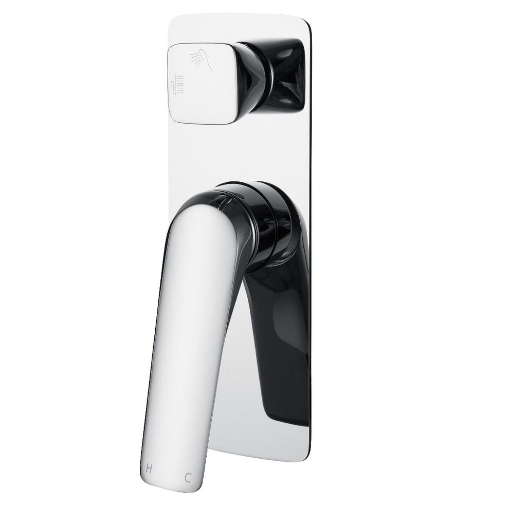 AU Square Chrome/Black Shower/Bath Wall Mixer with Diverter