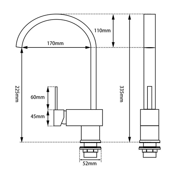 Gooseneck Chrome Kitchen Sink Mixer Tap