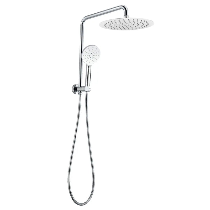 530mm Height 10'' Round Chrome Shower Station Top Water Inlet FIL Kitchen Bathroom