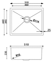 510 X 440 X 230mm Single Bowl Top/Undermount Kitchen/Laundry Stainless Steel Sink FIL Kitchen Bathroom