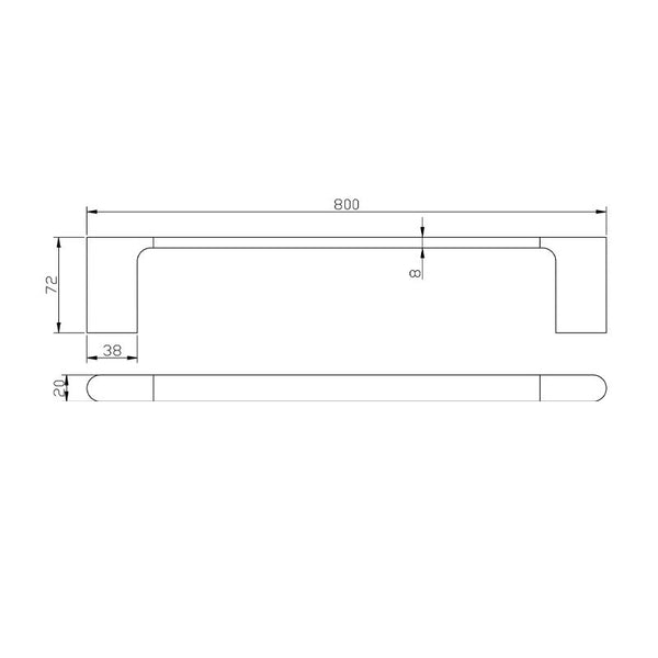 AU Single Towel Rail 800mm Chrome and Colours