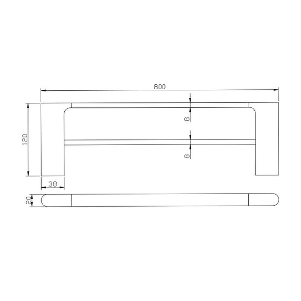 AU Double Towel Rail 800mm Chrome and Colours