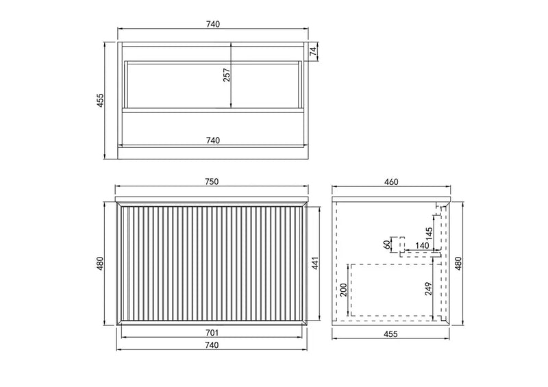 Kirribilli Wall Hung Vanity 600mm/750mm/900mm/1200mm/1500mm - FIL Kitchen Bathroom