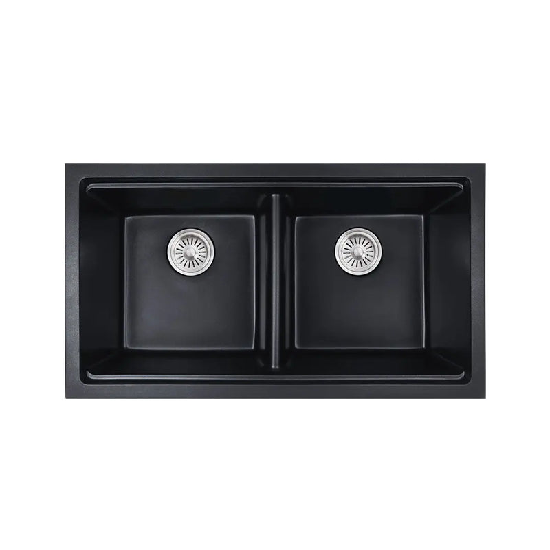 Cora Black Granite Double Bowl Sink - FIL Kitchen Bathroom