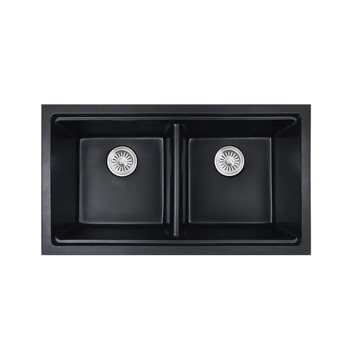 Cora Black Granite Double Bowl Sink - FIL Kitchen Bathroom