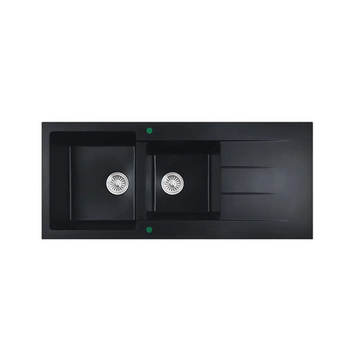 Cora Black Granite Sink One & Half Bowl With Drainer - FIL Kitchen Bathroom
