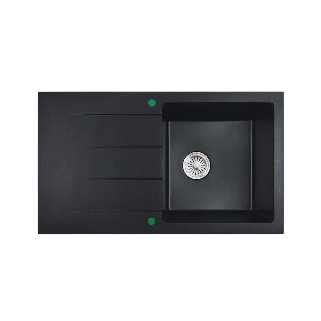 Cora Black Granite Sink Single Bowl With Drainer