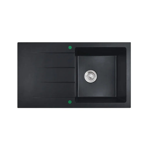 Cora Black Granite Sink Single Bowl With Drainer - FIL Kitchen Bathroom