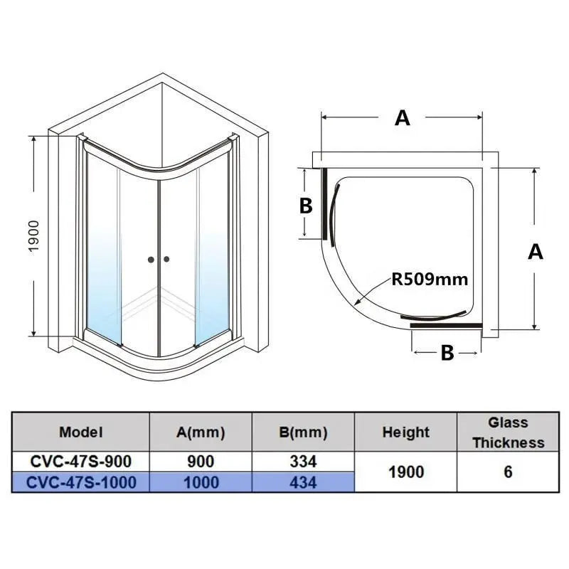 Covey Australia Round Corner Sliding Framed Shower Screen | 1000mm - FIL Kitchen Bathroom