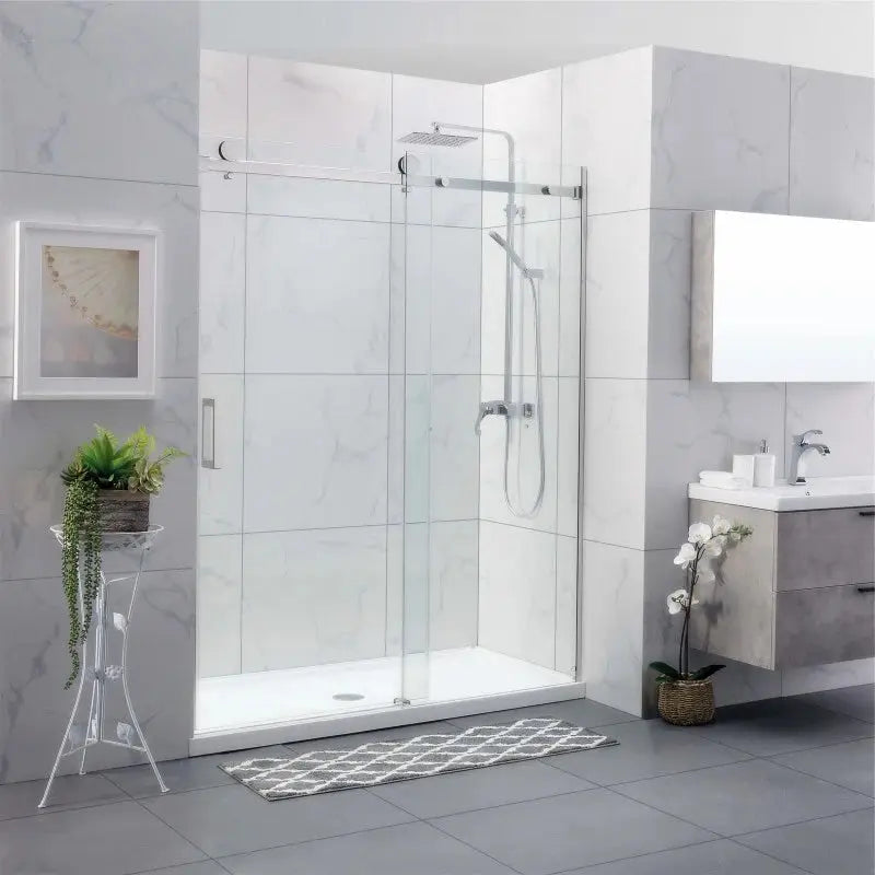 Frameless Wall to Wall Sliding Door Shower Screen (910-950mm) Chrome FIL Kitchen Bathroom