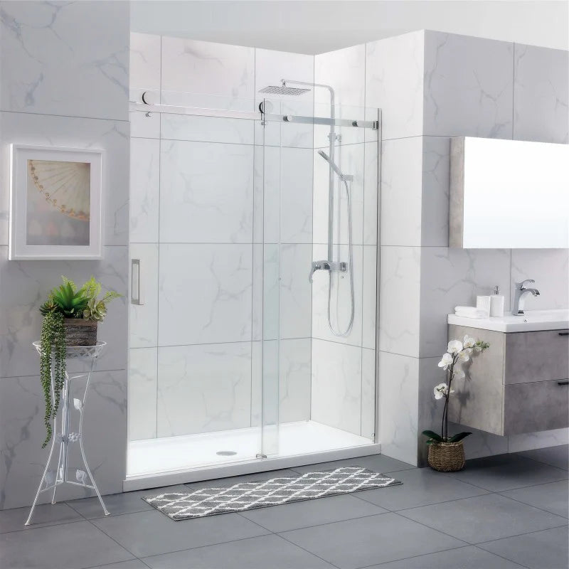 Frameless Wall to Wall Sliding Door Shower Screen (910-950mm) Chrome