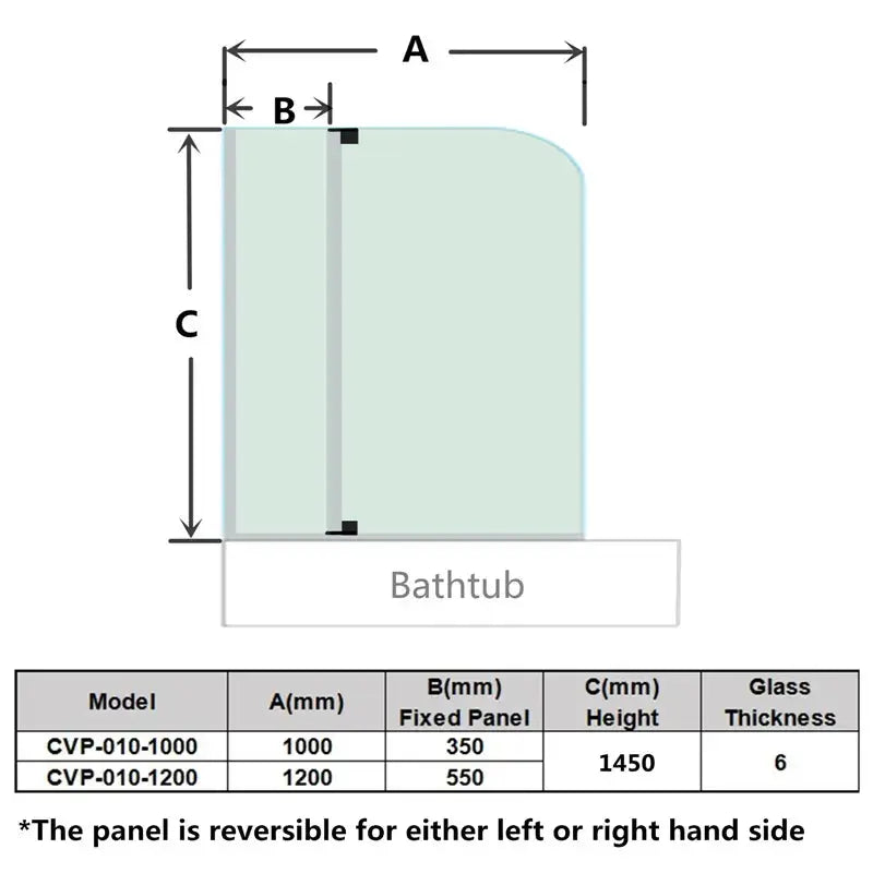 FIXED AND SWING PANEL OVER BATHTUB SCREEN CHROME FIL Kitchen Bathroom