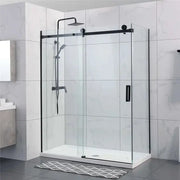 FRAMELESS SLIDING DOOR WALL TO WALL MATTE BLACK FIL Kitchen Bathroom