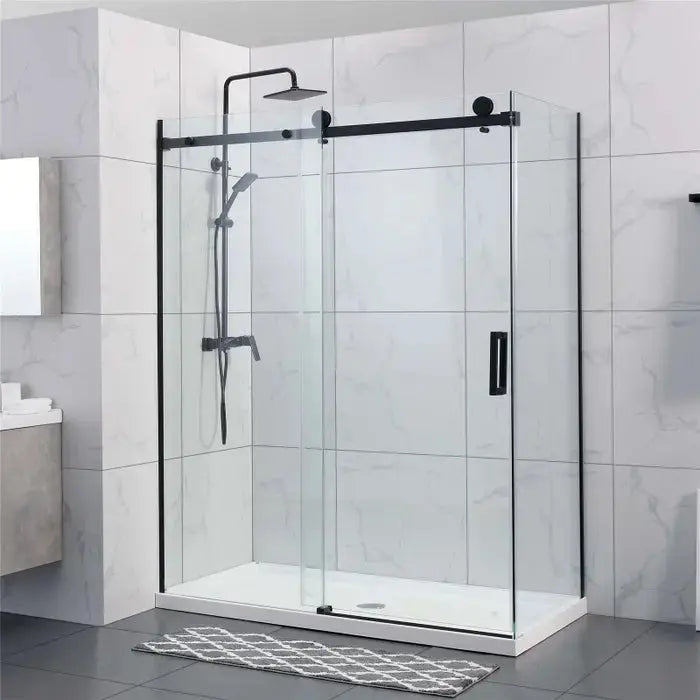FRAMELESS SLIDING DOOR WALL TO WALL MATTE BLACK FIL Kitchen Bathroom