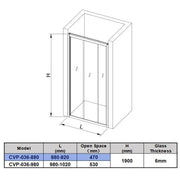 Covey Australia Wall to Wall Shower Screen | 880 - 920 mm - FIL Kitchen Bathroom