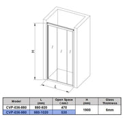 Covey Australia 980 - 1020 mm Wall to Wall Shower Screen - FIL Kitchen Bathroom