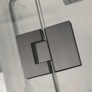 FRAMELESS HINGE DOOR WALL TO WALL GUN METAL Corner Pivot Door FIL Kitchen Bathroom
