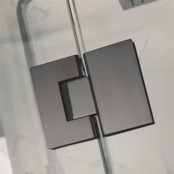 FRAMELESS HINGE DOOR WALL TO WALL GUN METAL Corner Pivot Door FIL Kitchen Bathroom