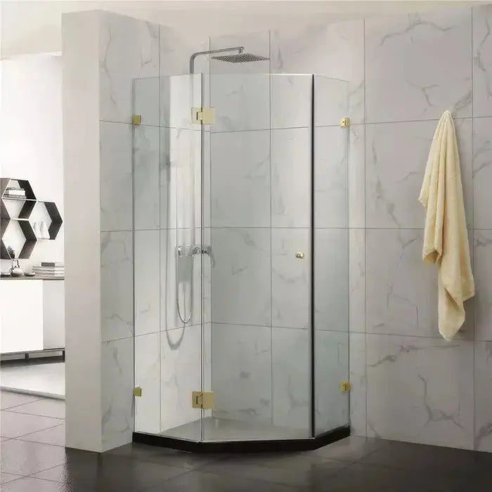 DIAMOND FRAMELESS HINGE DOOR WALL TO WALL BRUSHED GOLD FIL Kitchen Bathroom