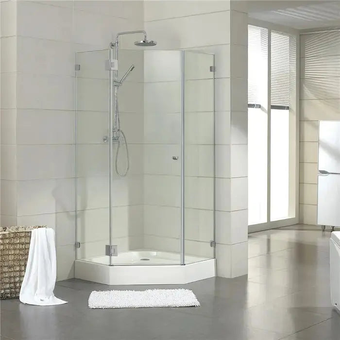 DIAMOND FRAMELESS HINGE DOOR WALL TO WALL BRUSHED NICKEL FIL Kitchen Bathroom