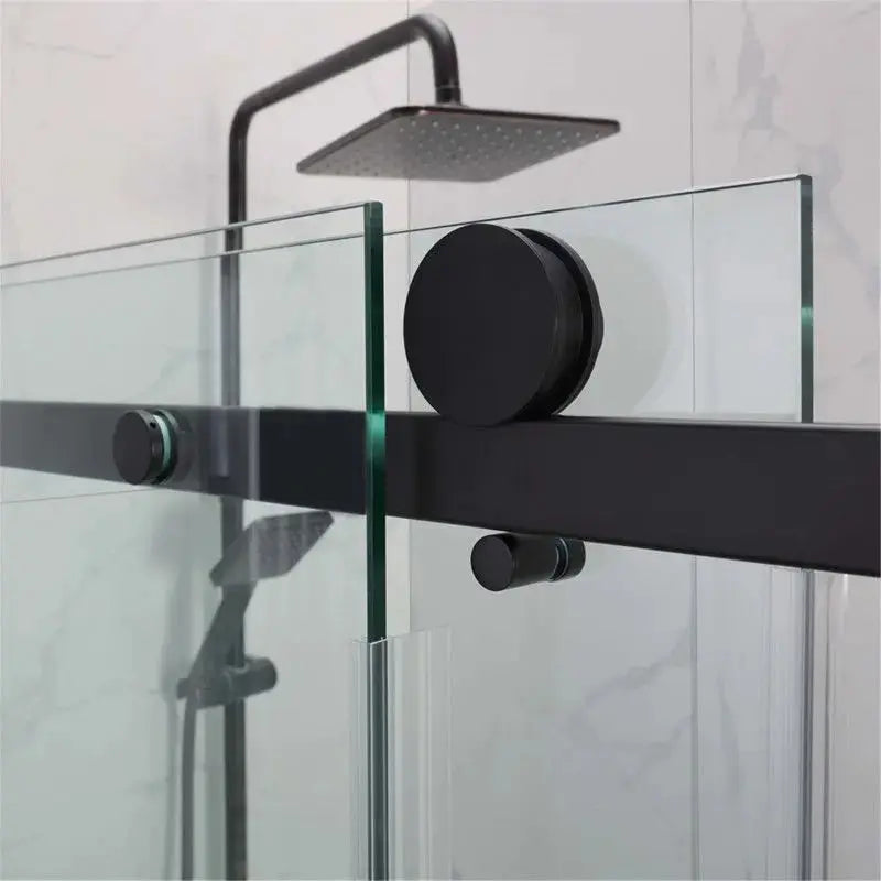 FRAMELESS SLIDING DOOR WALL TO WALL MATTE BLACK FIL Kitchen Bathroom