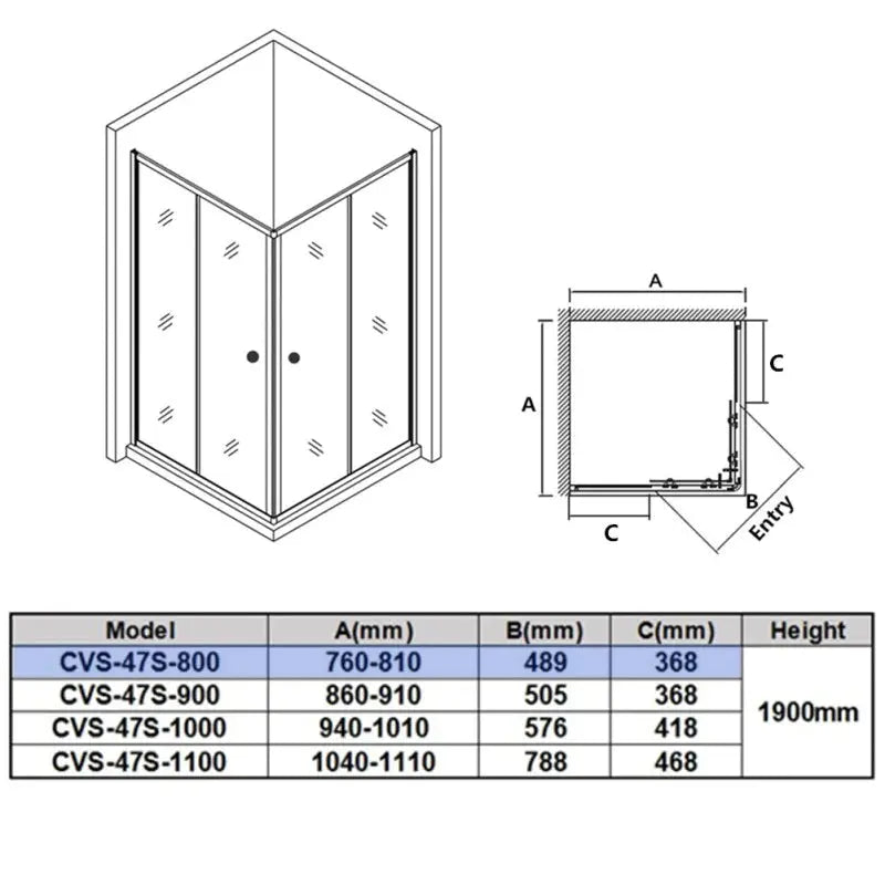 Semiframe Corner Open Double Sliding FIL Kitchen Bathroom