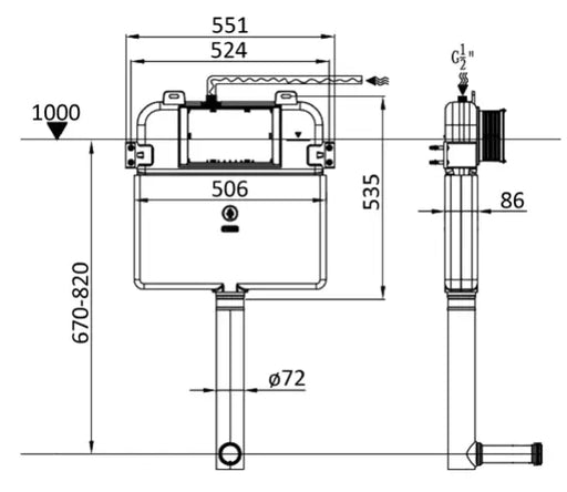 Cora Concealed Toilet Cistern ACL