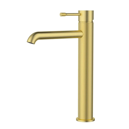 IKON Linie High Rise Brushed Gold Tall Basin Mixer Tap - FIL Kitchen Bathroom