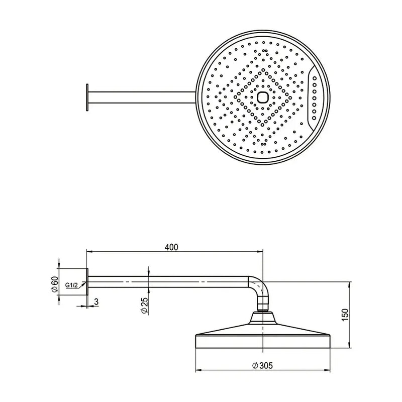 Amoza Curved Shower Arm & Head - 2 Packs Amoza