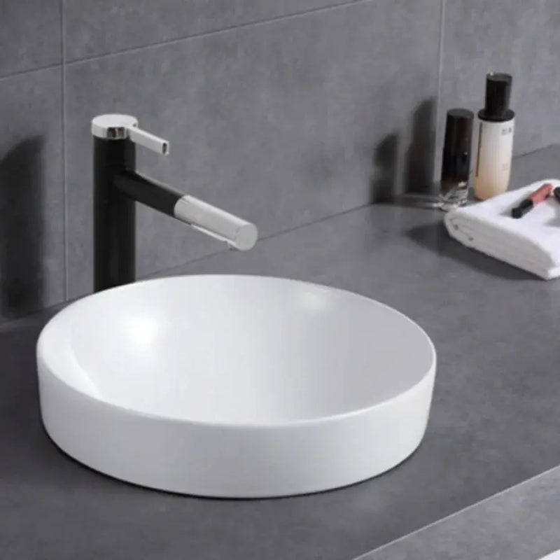Roza Round Semi Recess White Basin - FIL Kitchen Bathroom