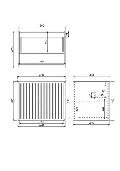WALL HUNG VANITY PVC MATTE BLACK 600MM/750MM/900MM/1200MM/1500mm CETO