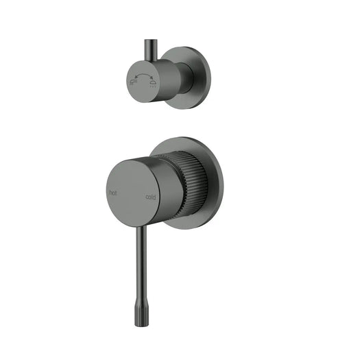IKON Linie Basin/Bath Wall Diverter Mixer Trim Kit with Separate Cover Plate Gun Metal - FIL Kitchen Bathroom