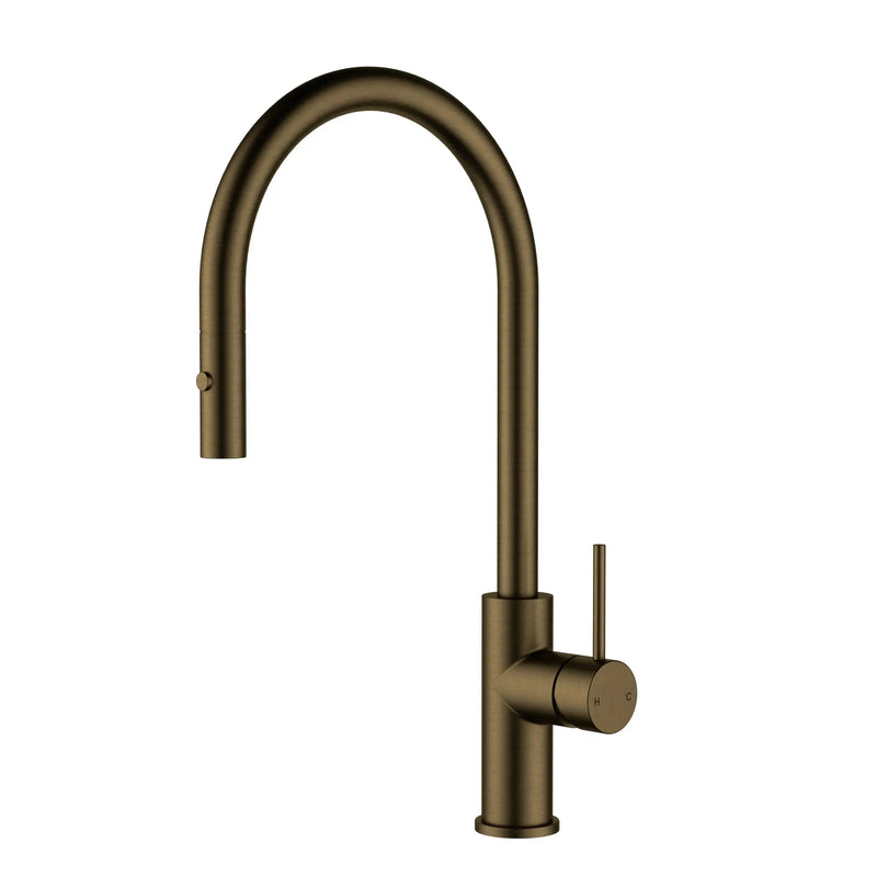 Otus SS Gooseneck Pull-Out Sink Mixer - Antique Brass