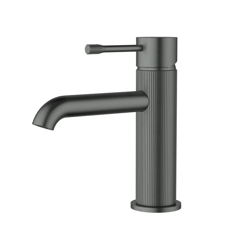 IKON Linie Solid Brass GunMetal Short Basin Mixer Tap - FIL Kitchen Bathroom