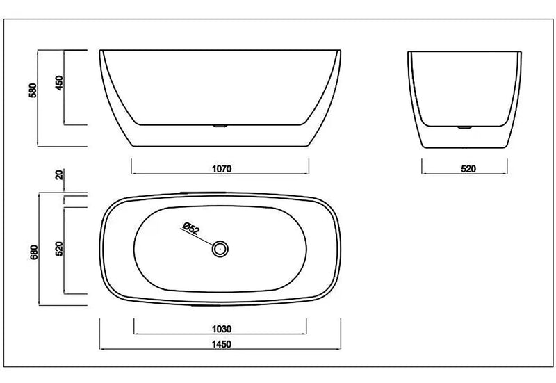 Orta Acrylic Freestanding Bath LK-OR1450