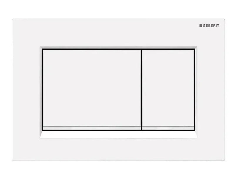 Geberit Push Plate ,Fingerprint-resistant matt white plate &amp; buttons with white  trim,Sigma30MW,115.883.01.1