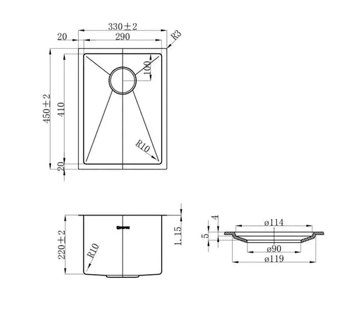 Axon Sink 33S 330x450x220 - FIL Kitchen Bathroom
