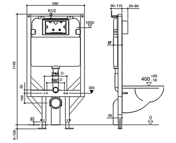 ALPHA R&T INWALL WALL HUNG CONCEALED CISTERN