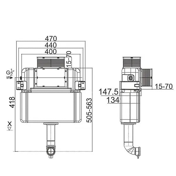 DELTA R&T LOW RISE INWALL CISTERN