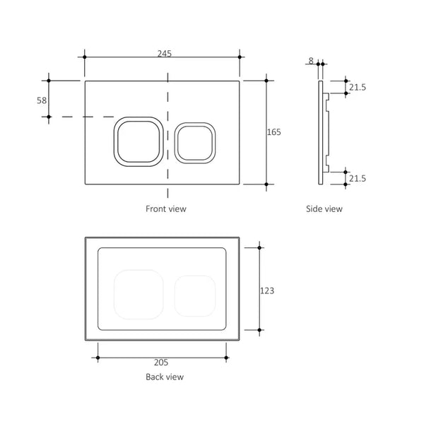 R&T SOFT SQUARE PUSH PLATE MATTE CHROME