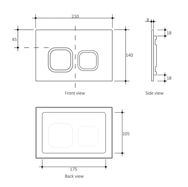 PUSH BUTTON MATTE CHROME SOFT SQUARE