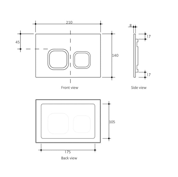 PUSH BUTTON CHROME SQUARE