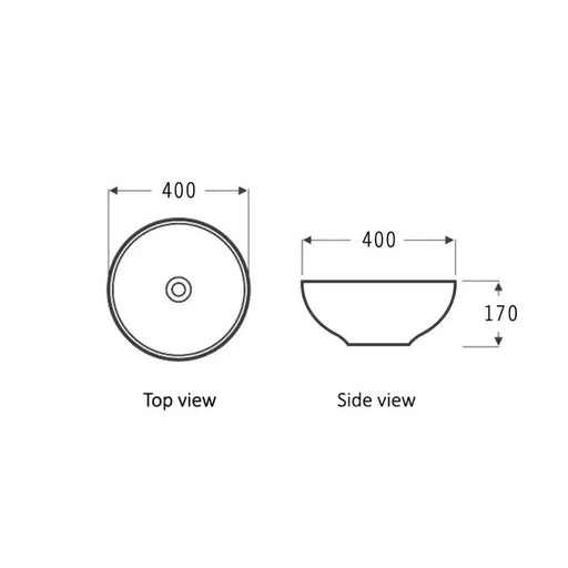 BASIN ROUND MATT BLACK OF 400X400X170 FIL Kitchen Bathroom