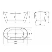 VIVA HIGH BACK FREESTANDING BATHTUB 1500X750X720 NF & GLOSS WHITE FIL Kitchen Bathroom