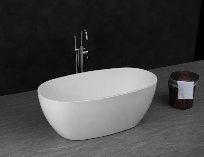 VINNY EGG SHAPE FREESTANDING BATHTUB 1500 NF & GLOSS WHITE/MATT WHITE FIL Kitchen Bathroom