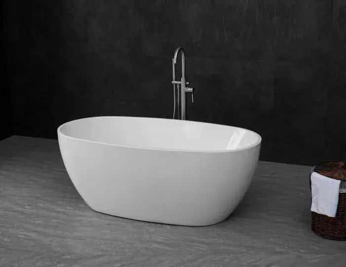 VINNY EGG SHAPE FREESTANDING BATHTUB 1500 NF & GLOSS WHITE/MATT WHITE FIL Kitchen Bathroom