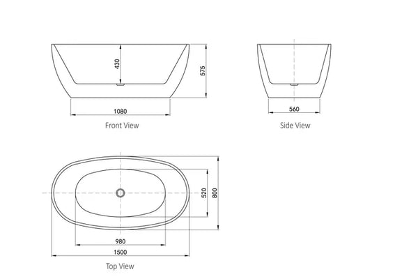 VINNY EGG SHAPE FREESTANDING BATHTUB 1500 NF & GLOSS WHITE/MATT WHITE